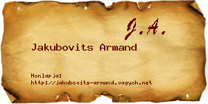 Jakubovits Armand névjegykártya